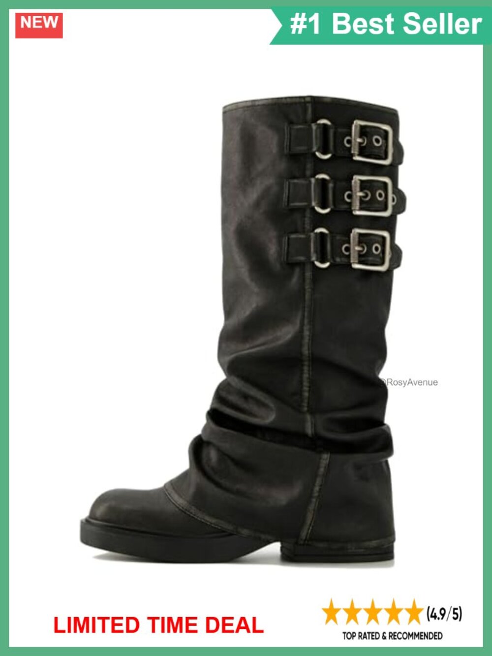 Fold Over Knee High Boots Women Chunky Goth Platform Slouch Boots